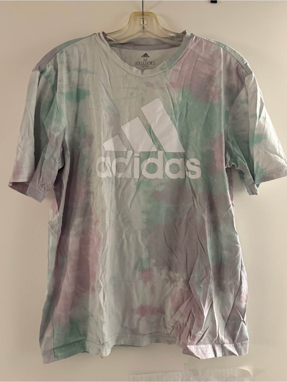Adidas Women’s Tie-Dye Logo Tee in Pastel Blue & Pink